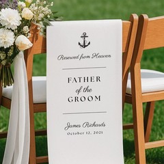 Minimalist Nautical Reserved Wedding Memorial Chair Banner