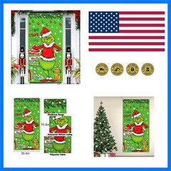 Green Christmas Door Cover Welcome Birthday Party Decorations Winter Holiday …