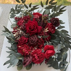 Deluxe Wedding Arch Flowers with Drapes Kit Pack of 4, 2pcs Burgundy & Red
