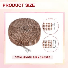 1″x10 Yard Crystal Rhinestones Mesh Ribbon Rose Gold (4mm)