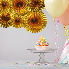 Hanging Paper Fans Party Set 6Pcs Decoration for Home Birthday Wedding(Gold)