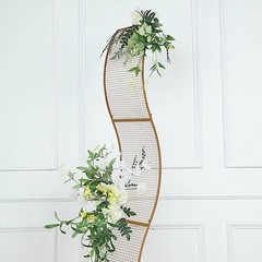 7 ft Gold Wavy Grid Metal Floral Display Frame Arch Backdrop Stand Party Events