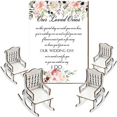 5 Pieces Wedding Memorial Chair Sign Reserved Wooden Table Plaque Flowers Style