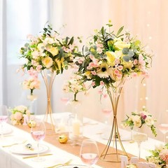5Pcs Gold Wedding Flower Stand Metal Floor Table Trumpet Vase Centerpiece 19.7″H