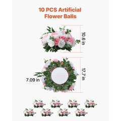 Uimoso 10PCS Pink and White Artificial Flower Balls for Wedding Decorations