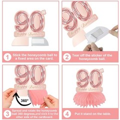 Happy 90th Birthday Rose Gold Table Honeycomb Centerpieces Balloons Theme Dec…