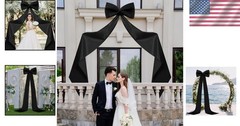 Giant 118×28 Inch Wall Bow Decoration – Black Satin