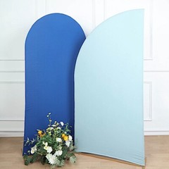 7 ft x 3 ft DUSTY BLUE Matte Fitted Spandex Half Moon Arch Stand Cover Wedding