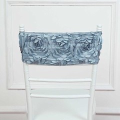 10 Dusty Blue Satin Rosettes Stretchable Spandex Chair Sashes Wedding