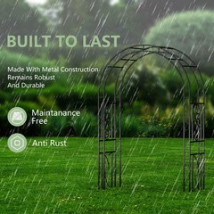 Heavy Duty Iron Garden Arbor Vine Flowers Frame Stand RUST PROOF w/ Floor Prongs