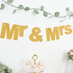 3 feet Gold Glittered Mr & Mrs Paper Hanging Wedding GARLAND Party Decorations