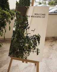 Silver Mirror Acrylic Welcome Wedding Sign – Wedding Signage – Wedding Decor