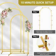 Set of 3 Metal Arch Backdrop Stand Wedding Frame for Birthday Party 7.2/6.6/6FT