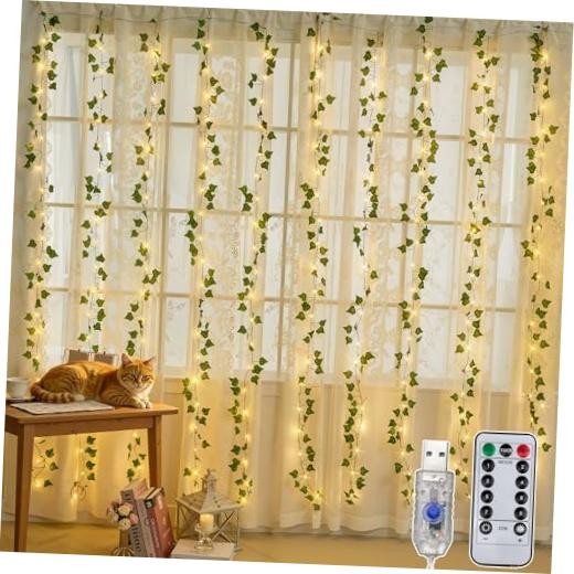 Ivy Vines with Fairy Lights, 200 LED Vine Lights with Remote and 8 Lighting