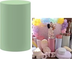 Cover for Round Plinth Cylinder Pedestal Wedding Party Cake Flower Display green
