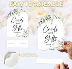 Greenery Cards and Gifts Sign, 6 x 8 Inch White Arch Acrylic Wedding Sign wit…