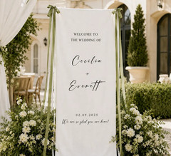 Personalized Linen Wedding Welcome Sign Custom Fabric Ceremony Banner Decor