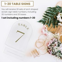 Wedding Table Numbers 1-20 – Frozen Design, Acrylic Cards With Gold Number, P…