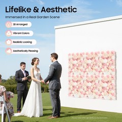6X Artificial Silk Flower Wall Panel Venue Background Floral For Wedding Party