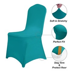 SuperO 25 Pack Waterproof Spandex Chair Covers Stretch Banquet Wedding Turquoise