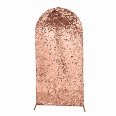 7 ft BLUSH Payette Sequin Fitted Round Top Wedding Arch STAND COVER Party Events