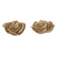 6Pcs Reusable Burlap Rose Flowers Wedding Decor Rustic Khaki Craft