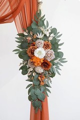 DIY Burnt Orange Wedding Arch Flowers Set: 3 Vivid Swags & 26Ft Draping Elegance