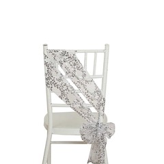 5 Leaf Vine Embroidered Sequin Tulle Chair Sashes Party Events Home Decorations