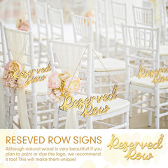 6 Pieces Wooden Reserved Row Signs for Wedding Chairs Wood Hanging Reserved Seat