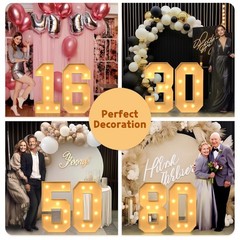 imprsv 3FT Marquee Light Up Numbers, Marquee Numbers 16th Birthday Decoration…