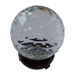 200mm D Cut Crystal Ball Sphere Clear Prism Wood Rotatable Stand 7.87″