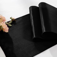 6 Pack Black Table Runners 12 x 108 Inch, Rectangular Smooth Satin Silk Table