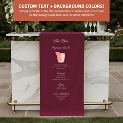 Elegant Calligraphy Wedding Bar Menu Sign Cocktail Banner