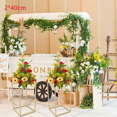 2Pcs/Set 8.66*8.66*15.75in Gold Metal Column Wedding Flower Display Floor Stand