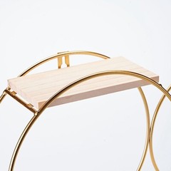 GOLD NATURAL 2 Tier Round Metal Wood Geometric Floating Shelf Events Decorations