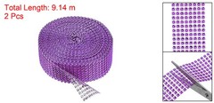 2 Roll 1.5″x20 Yard Crystal Rhinestones Mesh Ribbon Purple (4mm)