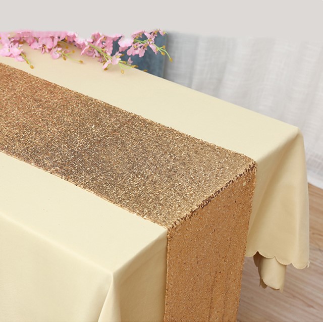 white rose gold glitter sequin table runner wedding anniversary birthday decor