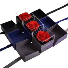 Exquisite eternal rose petals stored in acrylic flip jewelry box