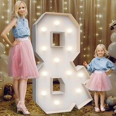 4ft Cardboard White Marquee Light Up “&” Wedding Sign