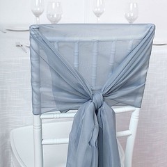 10 Dusty Blue Premium Chiffon Wide CHAIR SASHES Wedding Reception Decorations