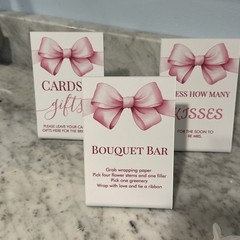 3pc Bridal Shower 4×6 Tabletop Signs 👰Cards & Gifts, Bouquet Bar, Kisses Game