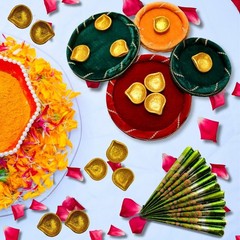 Shaadi Walay Green Mehndi Plate / Thali / Tray | Wedding | (Pack of 4 plates)