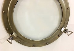 20″ Aluminum Porthole Glass Wall Photo Frame Antique Finish Cabin Porthole