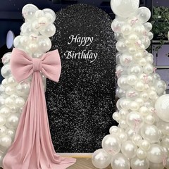 6.6FT Arch Backdrop Cover Spandex Fitted Fabric Sequin 3.3ftx6.6ft Black
