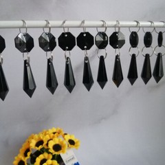 30pcs L58mm Black Drop Pendant Acrylic Octagonal Bead Garland Chandelier Hanging