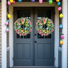 Holiday Decor Easter Wreath Plastic Foam Construction Lightweight Ready To Hang