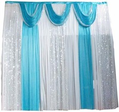 TECHTONGDA 3Mx3M Three Fold Wedding Stage Backdrop Curtain Blue Venue Draping