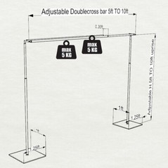 DOUBLE CROSS BAR ADJUSTABLE QUICK BACKDROP KIT 10 FT x 10 FT PIPE WITHOUT DRAPE