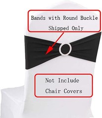 50PCS/100PCS Stretch Chair Sashes Bows Elastic Bands with Buckle Slider for