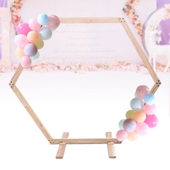 Wood Wedding Arch Polygonal Ceremony Arch Backdrop Flower Stand 7/7.2/7.6/8.2FT